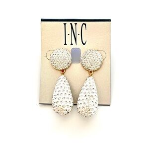INC International Concepts White Crystal Teardrop Dangle Earrings